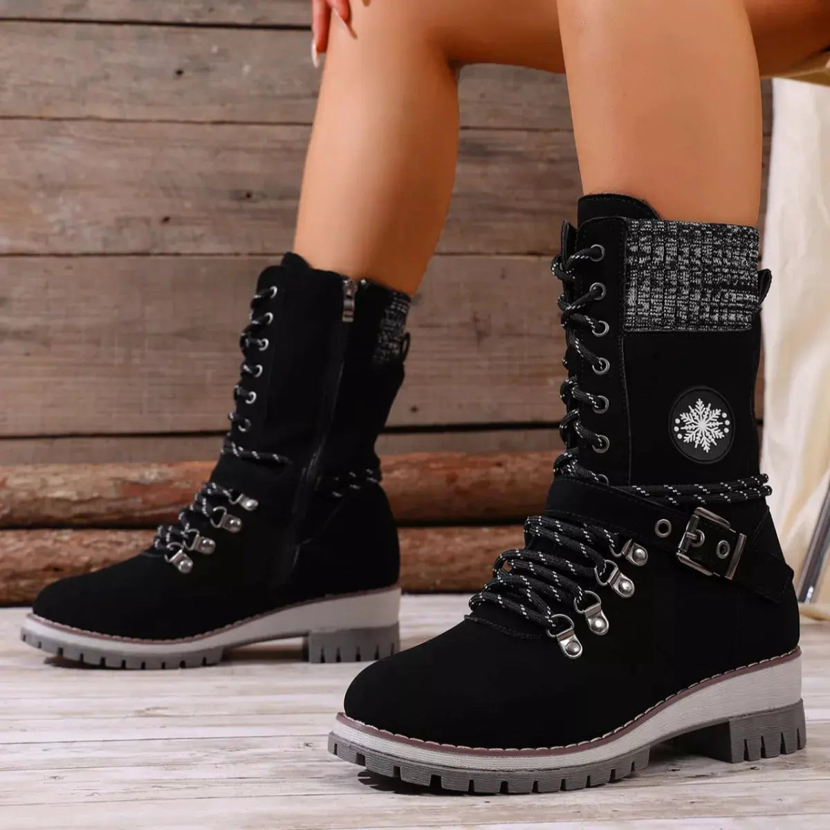 Lace-Up Ankle Combat Boots by Partner Label