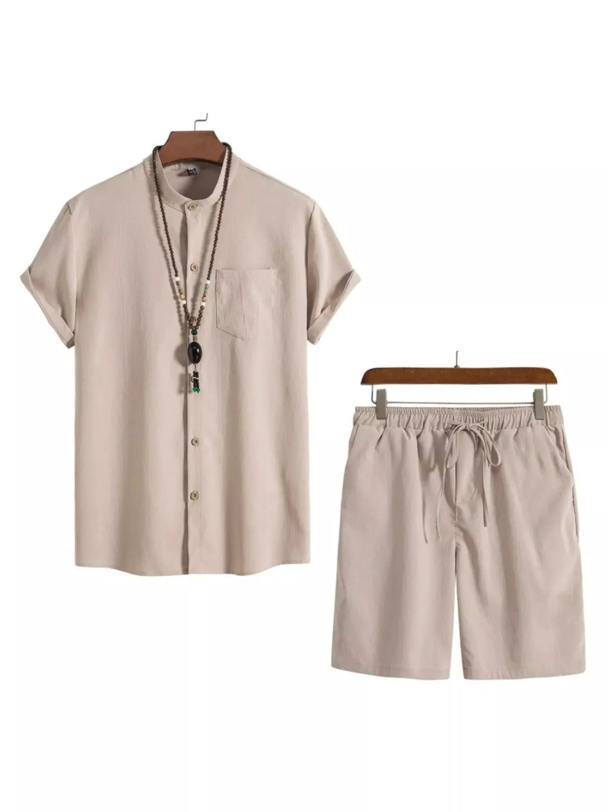 Men's Plus Size Casual Short Sleeve Shirt and Shorts Set by Trendsi