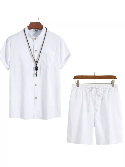 Men's Plus Size Casual Short Sleeve Shirt and Shorts Set by Trendsi
