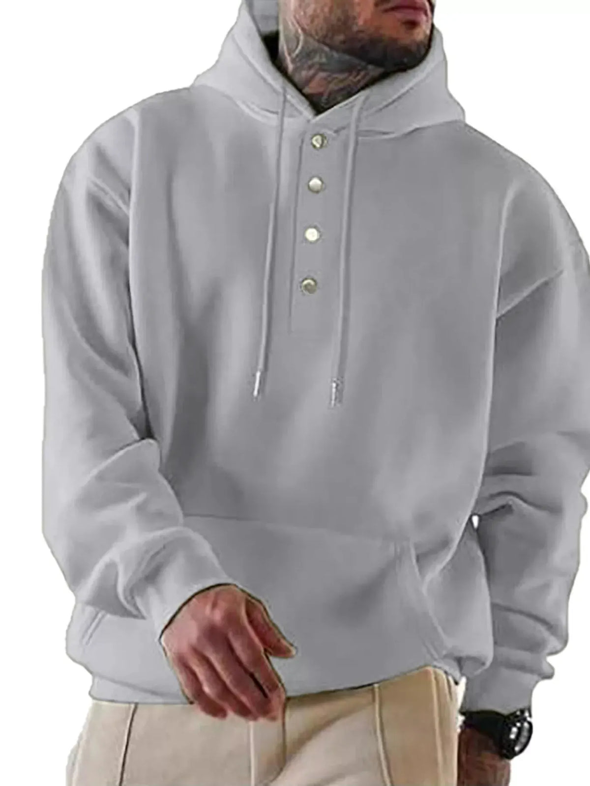 Men's Full Size Drawstring Kangaroo Pocket Hoodie Plus Size by Partner Label
