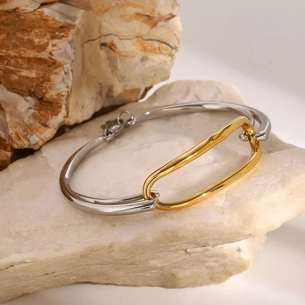Two-Tone Geometric Link Bracelet by Partner Label