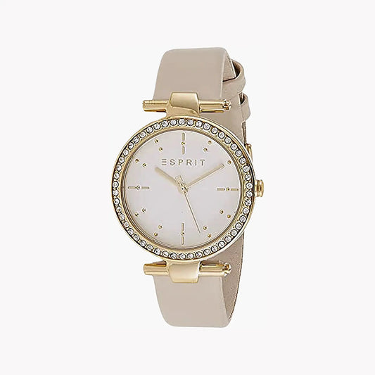 Esprit Women's Beige Leather Watch, Silver Dial | Es1l139m0075 by ESPRIT