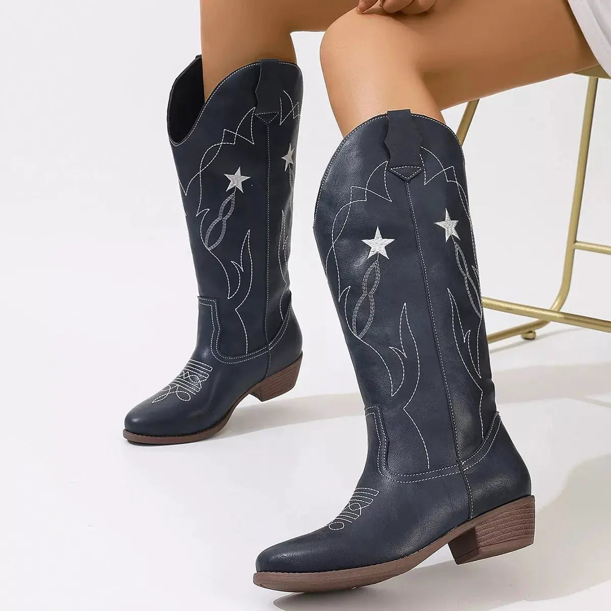 Western Star Embroidered Cowboy Boots by Partner Label