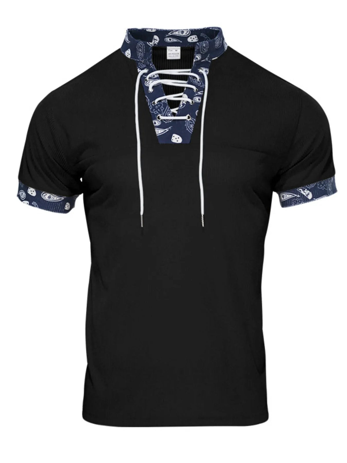 Men's Full Size Lace-Up Collar T-Shirt Plus Size by Trendsi