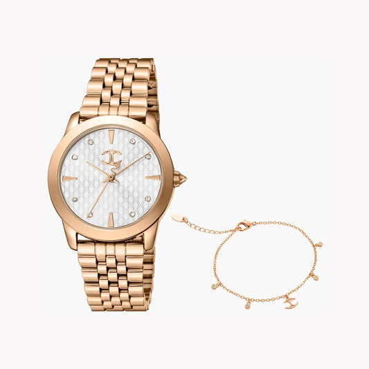 Just Cavalli Women's Rose Gold Stainless Steel Watch, Silver Dial | Jc1l211m0275 by JUST CAVALLI