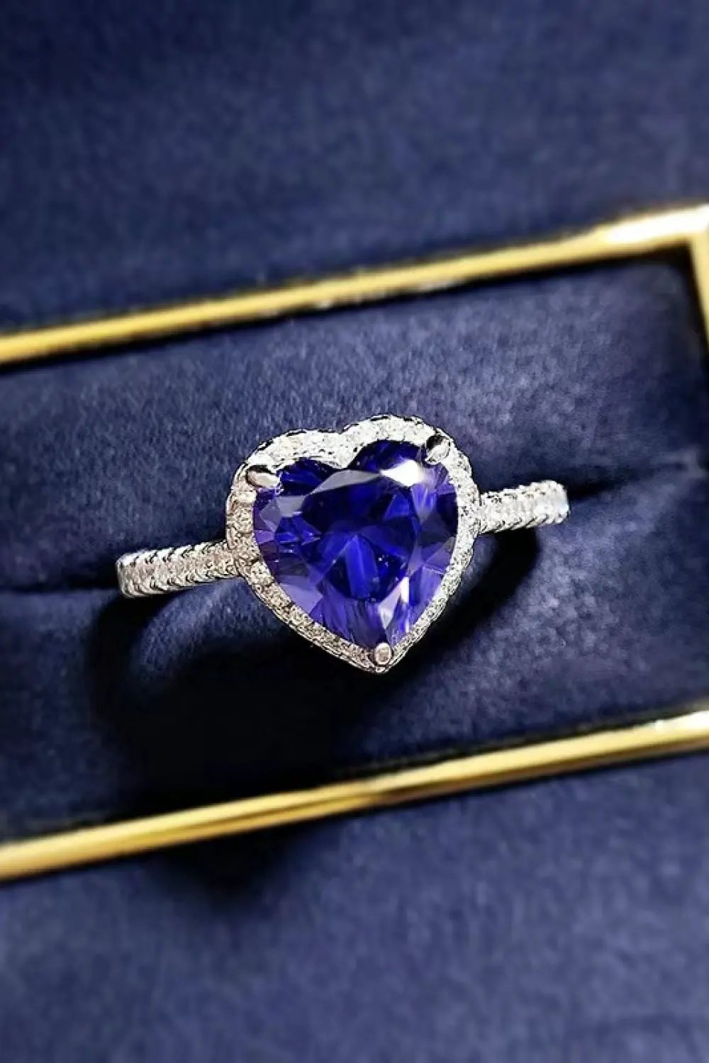 2 Carat Moissanite Heart-Shaped Side Stone Ring by Partner Label