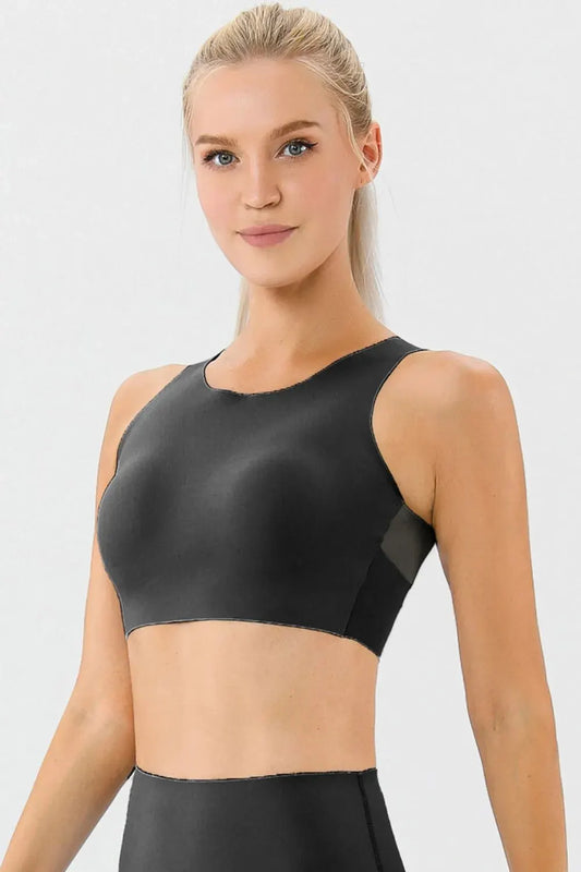 Round Neck Wide Strap Active Bra by Partner Label