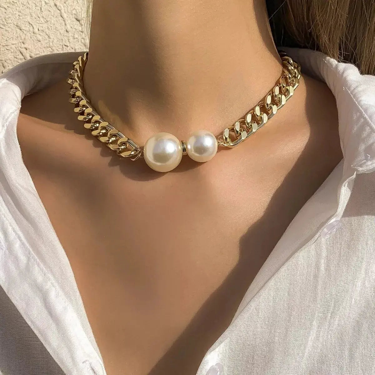 18K Gold-Plated Pearl Necklace by Partner Label