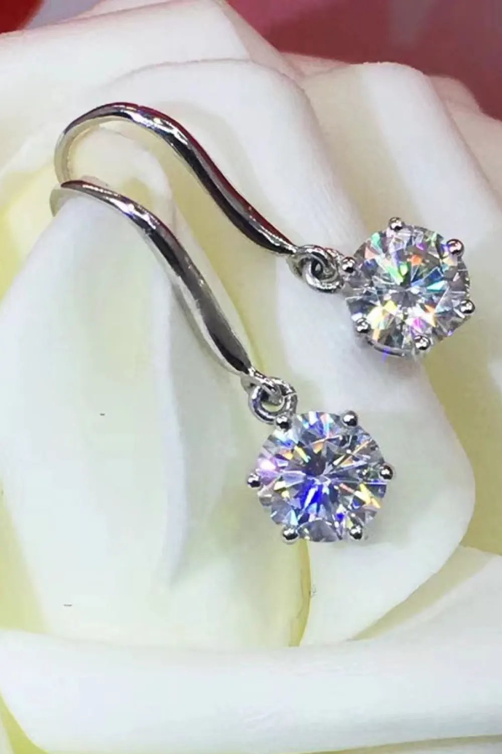 2 Carat Moissanite 6-Prong Drop Earrings by Partner Label
