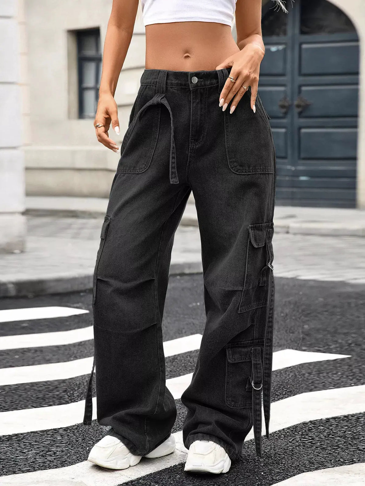 Wide Leg Cargo Jeans by Partner Label