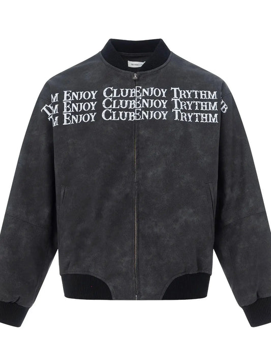 Men's Zip Up Letter Graphic Bomber Jacket by Partner Label