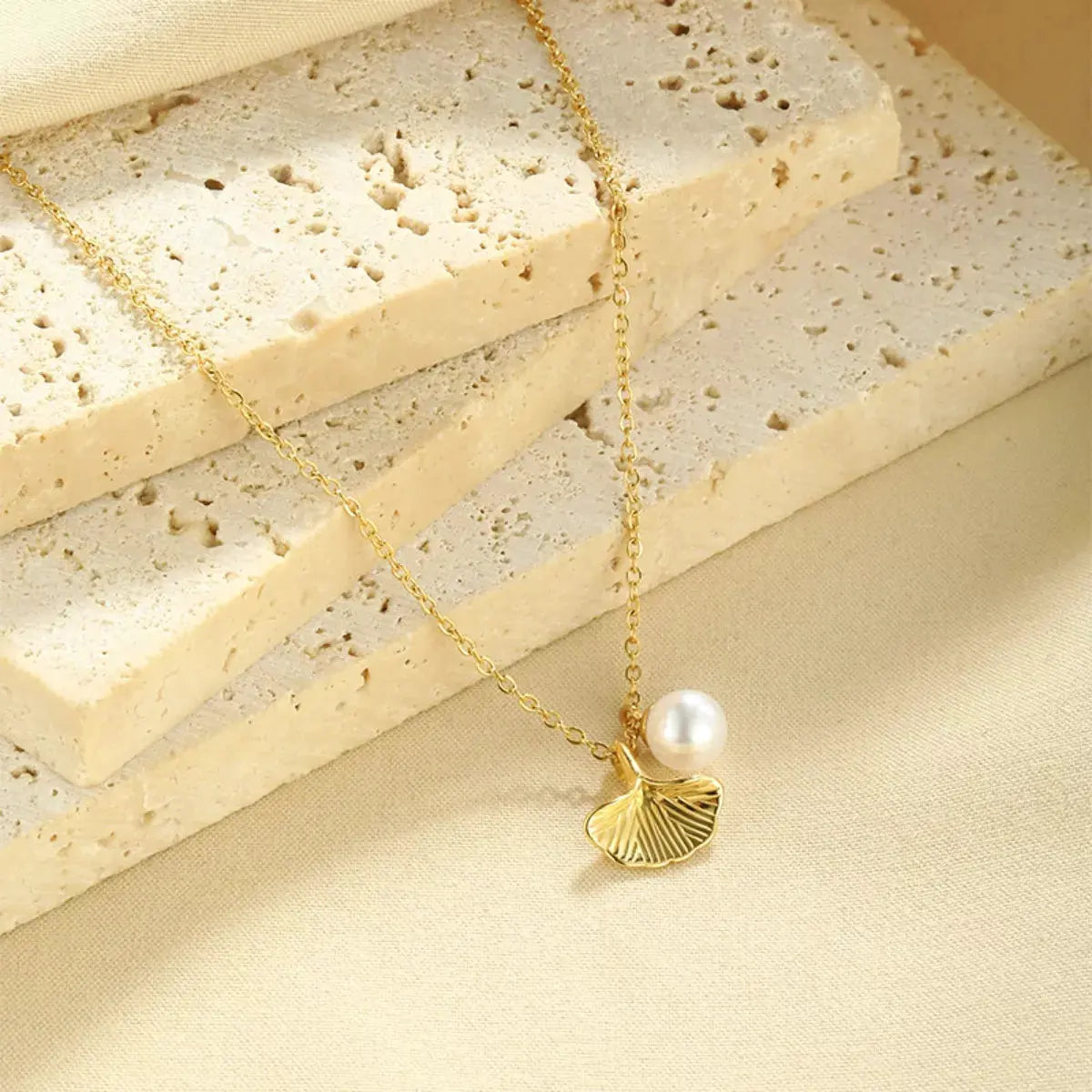 Pearl & Shell Pendant Necklace by Partner Labels