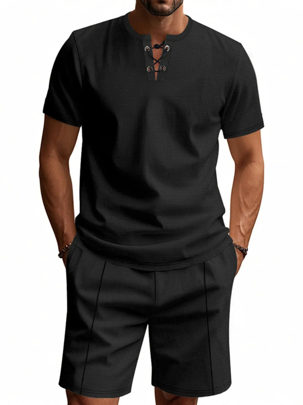 Men's Full Size Casual Short Sleeve Top & Shorts Set Plus Size by Trendsi