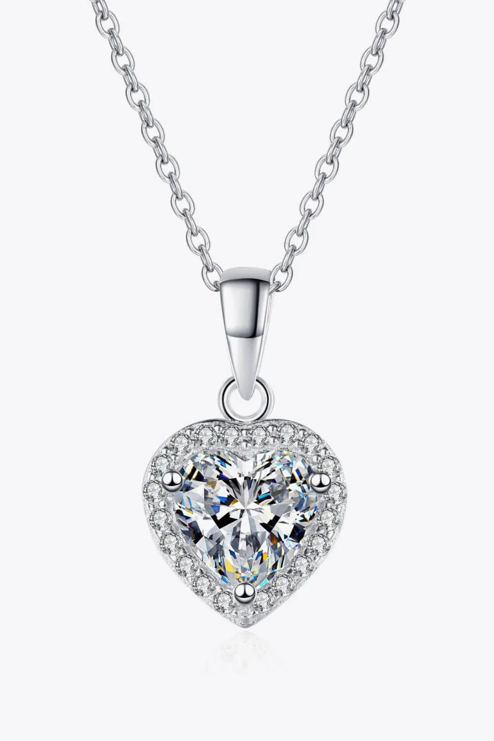 1 Carat Moissanite Heart Pendant Chain Necklace by Partner Labels