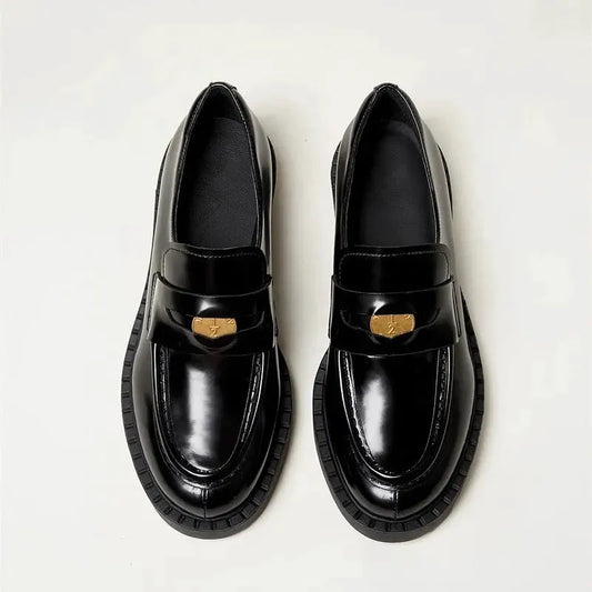 Round Toe Block Heel Loafers by Partner Label