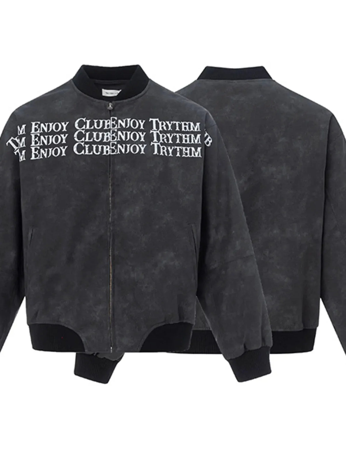 Men's Zip Up Letter Graphic Bomber Jacket by Partner Label