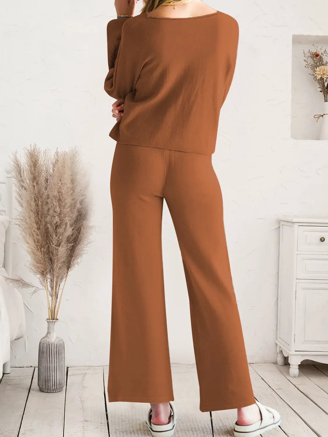 Long Sleeve Lounge Top and Drawstring Pants Set by Partner Label