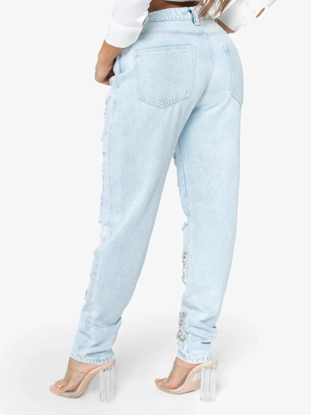 Distressed Star Wash Boyfriend Jeans by Partner Label