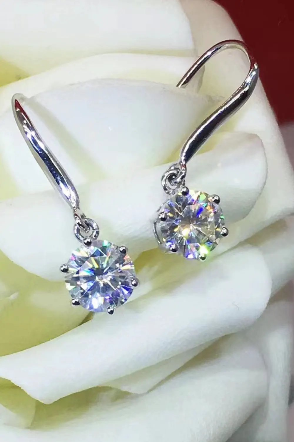 2 Carat Moissanite 6-Prong Drop Earrings by Partner Label