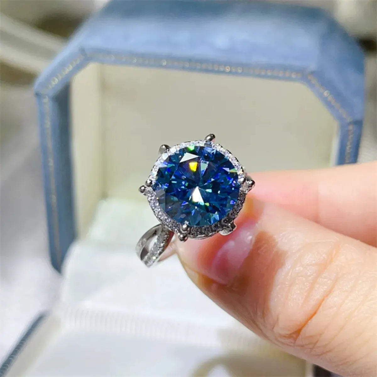 5 Carat Moissanite Halo Engagement Ring by Partner Label