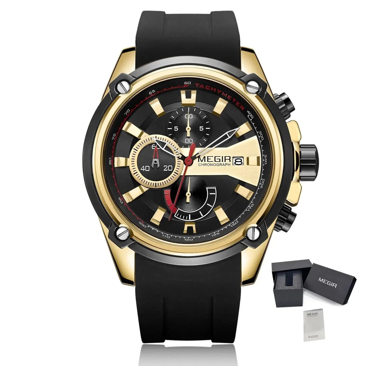 MEGIR Chronograph Luxury Brand Men Sports Watches Silicone Strap Quartz Casual Wristwatch Waterproof Calendar Reloj Hombre 2086 by MEGIR WATCH GROUP