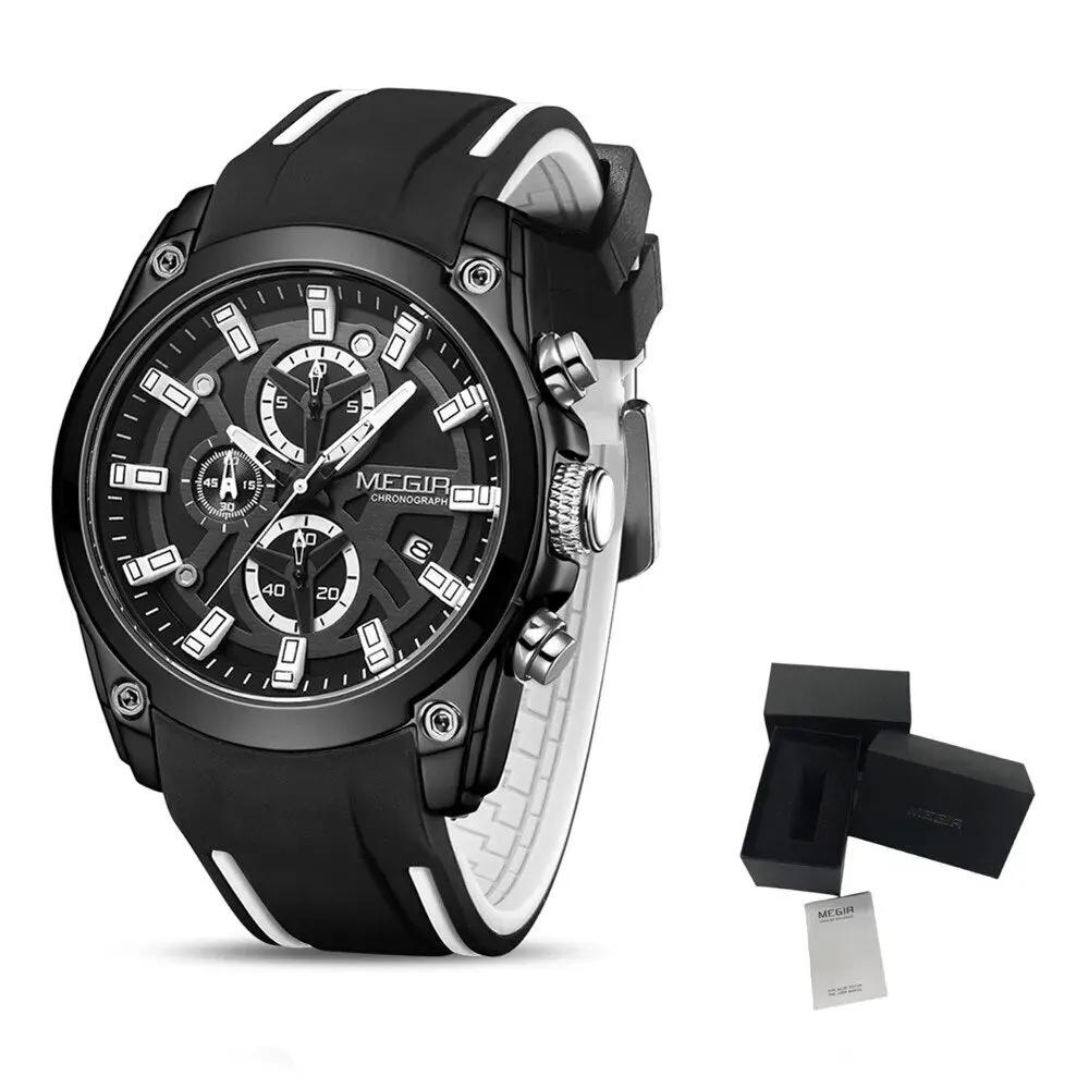 MEGIR Original Blue Sport Watches for Men Luxury Chronograph Man Military Quartz Wristwatch Clock Luminous Big Dial Reloj Hombre 2144 by MEGIR WATCH GROUP