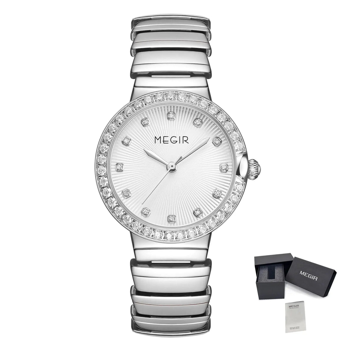 MEGIR Luxury Stainless Steel Strap Watches for Women Fashion Casual Quartz WristWatch Ladies Big Dial Dress Clock Reloj Hombre 7010 by MEGIR WATCH GROUP