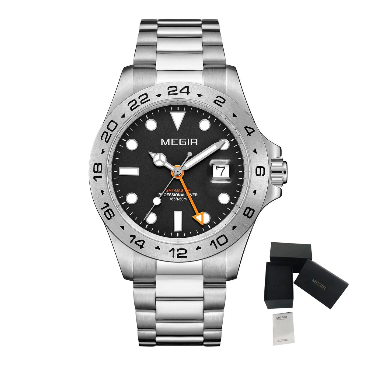 MEGIR Original Luxury Men Analogue Quartz Watch Luminous 5ATM Waterproof Business WristWatch Stainless Steel Clock Montre Homme 8404 by MEGIR WATCH GROUP