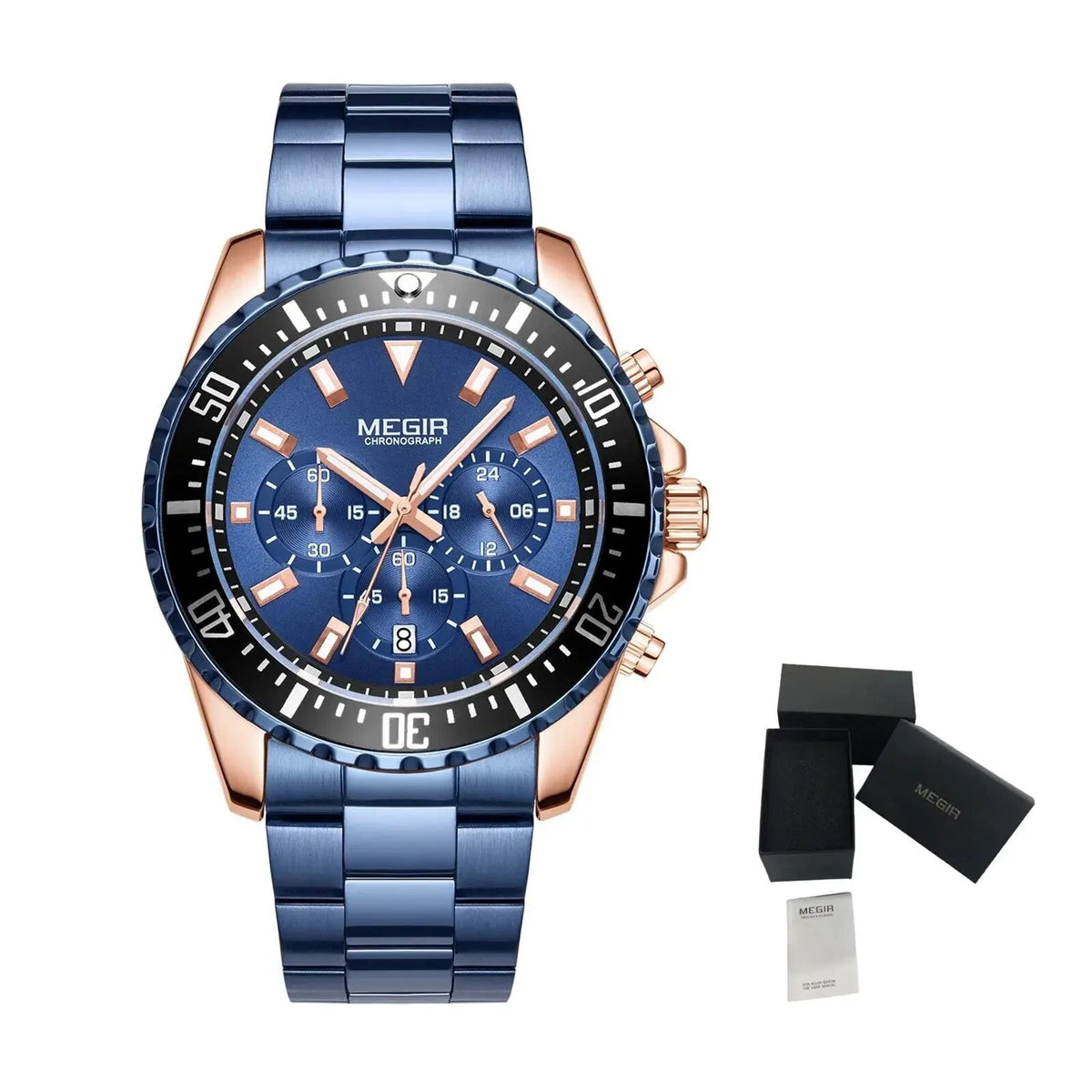 MEGIR Original Luxury Men Business Quartz Watch Stainless Steel Bracelet Chronograph Male Military Wristwatch Clock Relogio Masculino 2064 by MEGIR WATCH GROUP