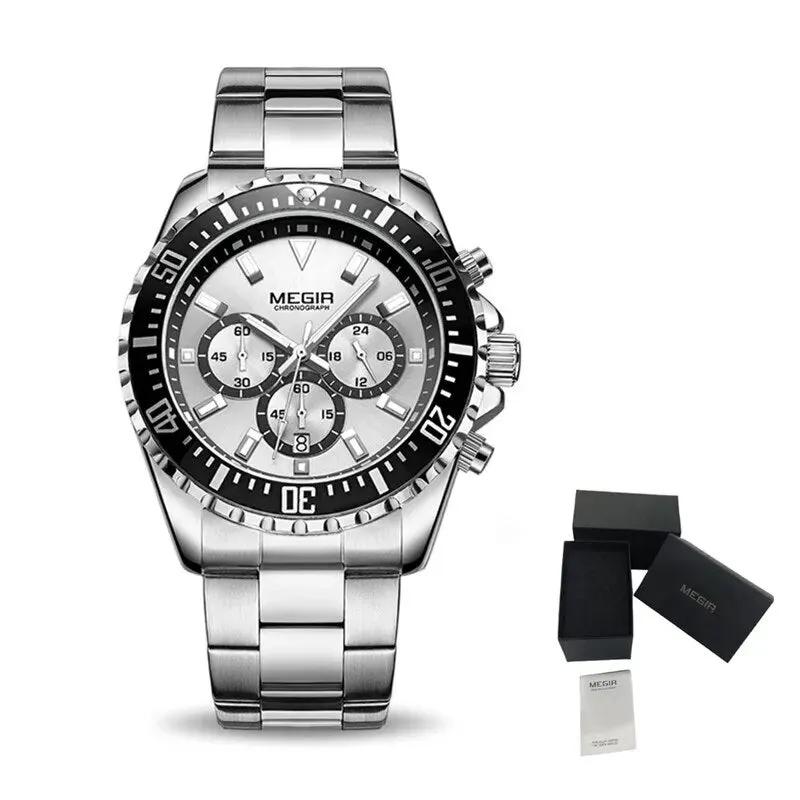 MEGIR Original Luxury Men Business Quartz Watch Stainless Steel Bracelet Chronograph Male Military Wristwatch Clock Relogio Masculino 2064 by MEGIR WATCH GROUP