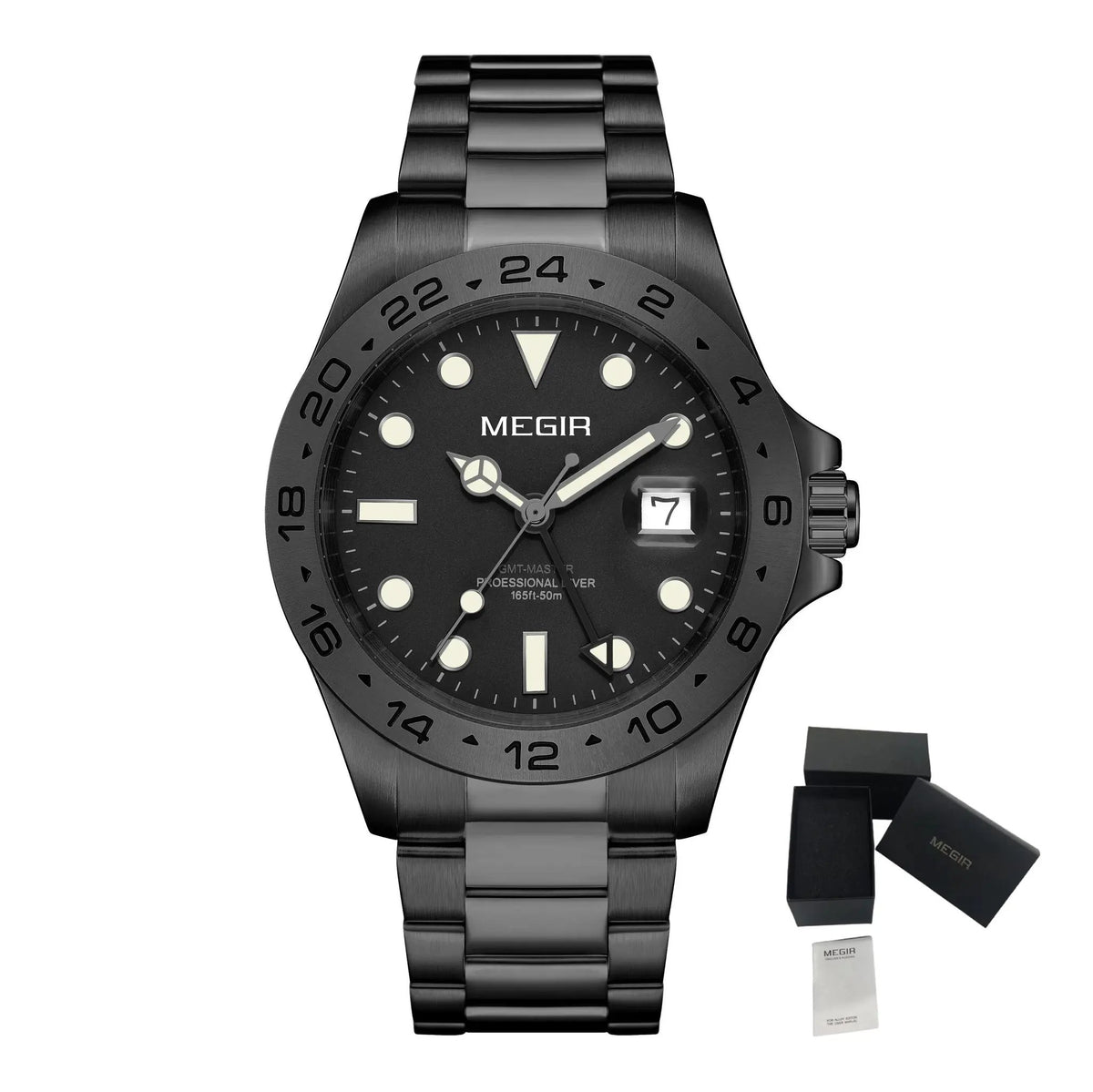 MEGIR Original Luxury Men Analogue Quartz Watch Luminous 5ATM Waterproof Business WristWatch Stainless Steel Clock Montre Homme 8404 by MEGIR WATCH GROUP