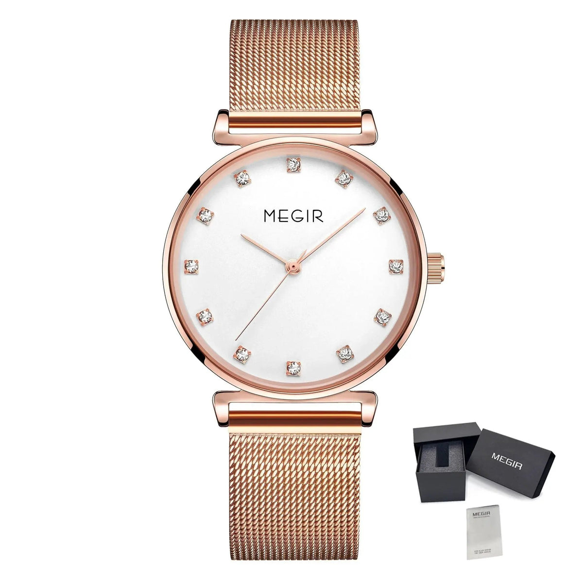 MEGIR Quartz Wristwatches Woman Bracelet Watch Ladies Stainless Steel Mesh Fashion Luxury Waterproof Watches Female Dress Clock 7001 by MEGIR WATCH GROUP