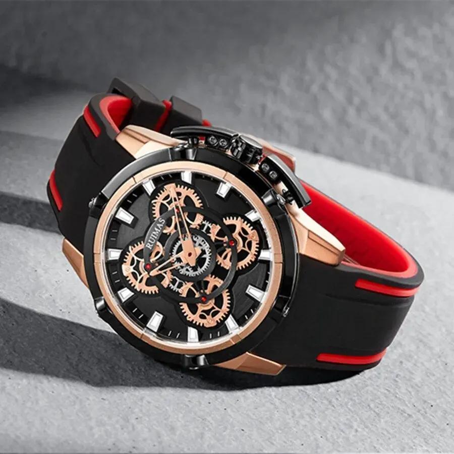 RUIMAS Top Brand Mens Watches Luxury Silicone Large Dial Sports Quartz Wristwatch Waterproof Date Clock Casual Relogio Masculino 547 by MEGIR WATCH GROUP