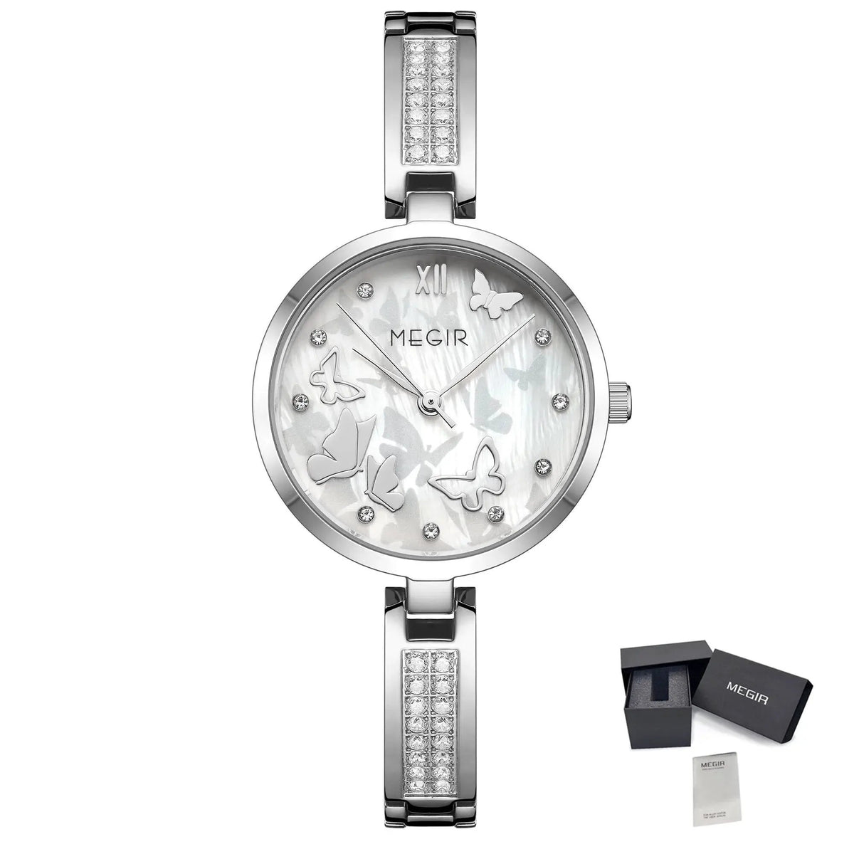 MEGIR Watch for Women Luxury Diamond Ladies Quartz Wristwatches Steel Women Bracelet Watches Female Dress Clock Relogio Feminino 7018 by MEGIR WATCH GROUP