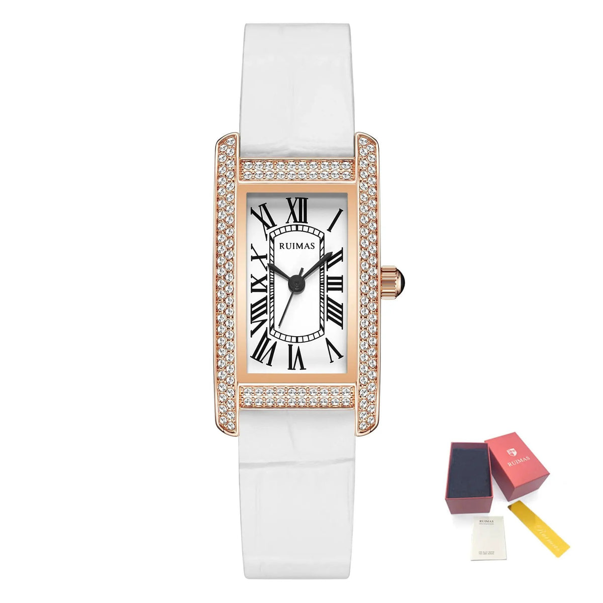 RUIMAS Brand Wrist Watches For Women Square Rose Gold WristWatch Fashion Luxury Leather Female Casual Ladies Quartz Watch Clock 335 by MEGIR WATCH GROUP