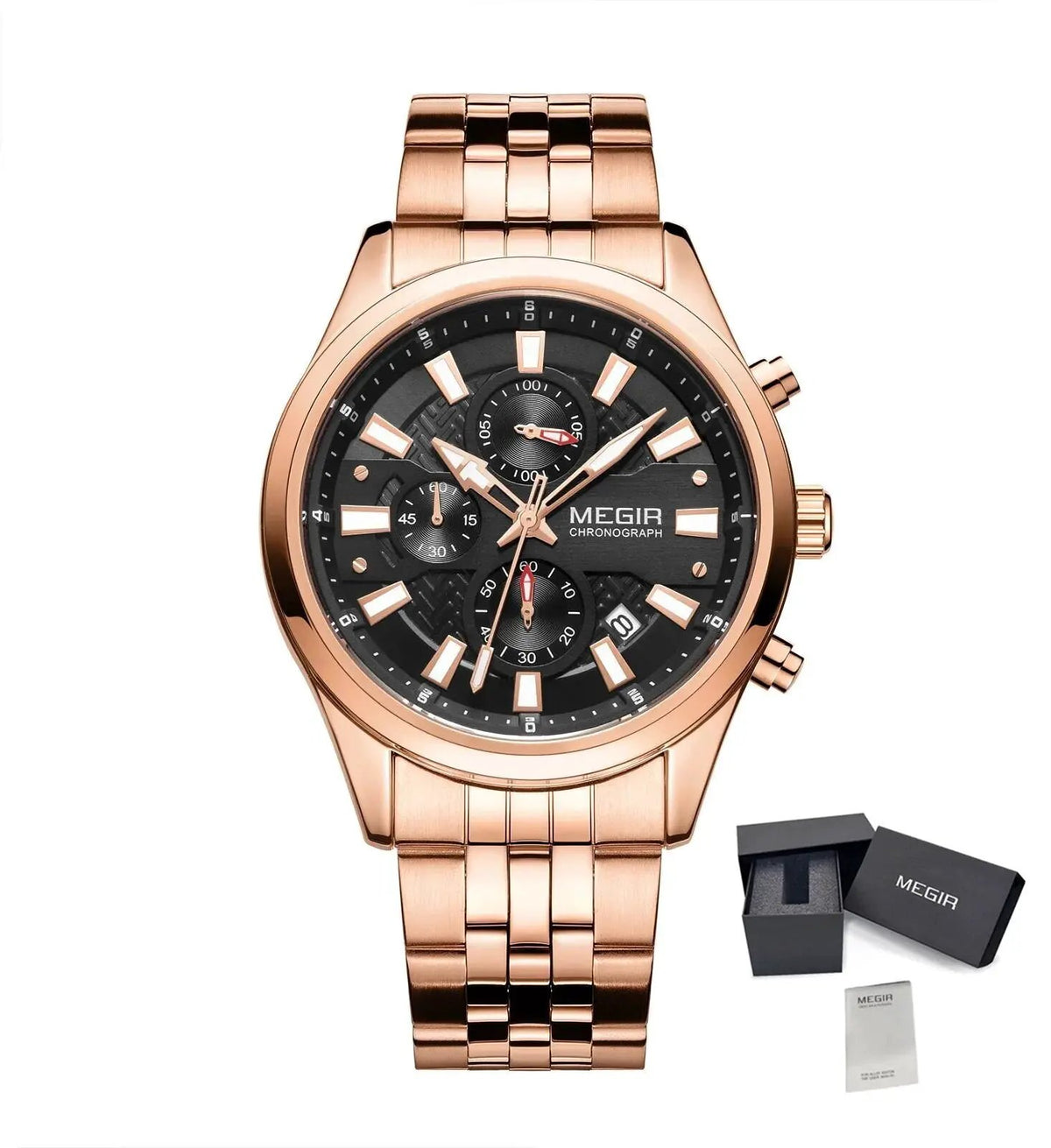 MEGIR Fashion Men Watches Luxury Business Wristwatch Stainless Steel Quartz Watch Calendar Luminous Man Clock Relogio Masculino 2154 by MEGIR WATCH GROUP