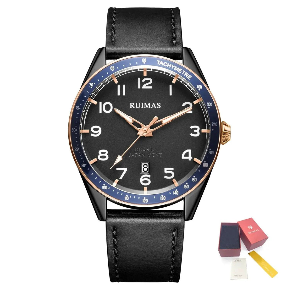 RUIMAS Men Quartz Watches Luxury Leather Sports Quartz Wristwatches Waterproof Luminous Casual Clock Auto Date Relogio Masculino 573 by MEGIR WATCH GROUP