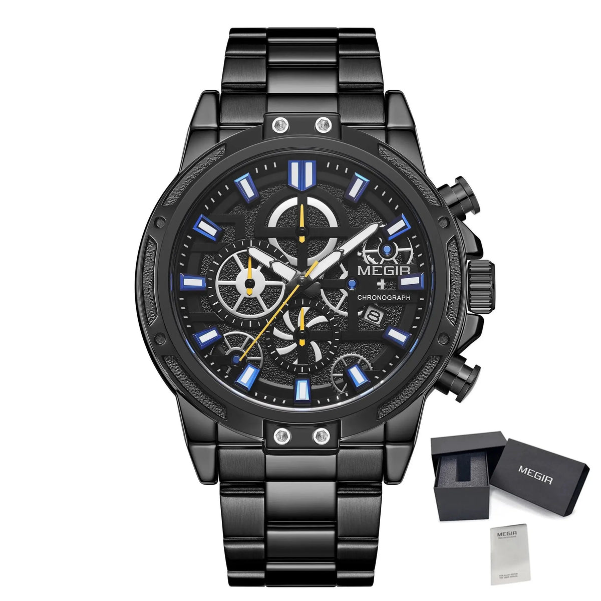 MEGIR Luxury Business Watches for Man Stainless Steel Strap Quartz Casual Wristwatch Waterproof Calendar Men Chronograph 2108 by MEGIR WATCH GROUP