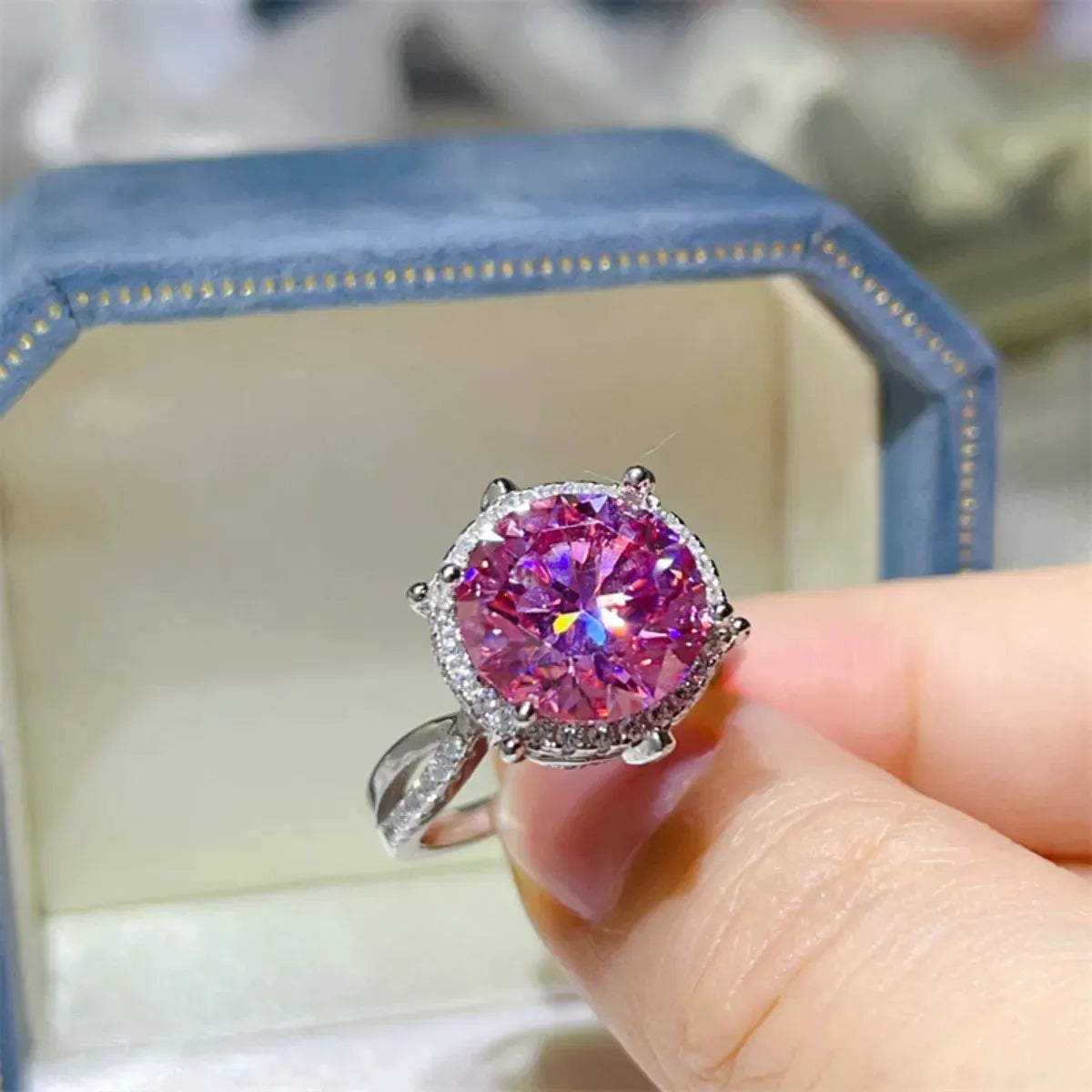5 Carat Moissanite Halo Engagement Ring by Partner Label
