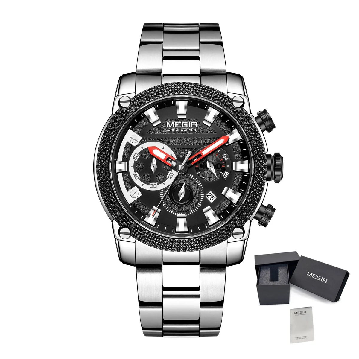 MEGIR Mens Watches Top Brand Luxury Business Wristwatch Waterproof Calendar Quartz Casual Clock Stainless Steel Man Chronograph 2134 by MEGIR WATCH GROUP