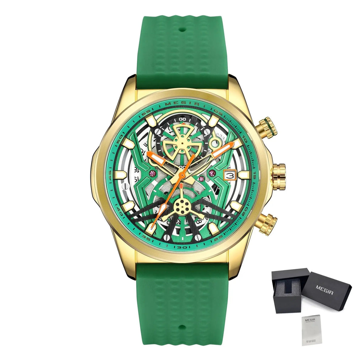MEGIR Men's Watch Chronograph Fashion Quartz Wristwatch Waterproof Luminous Sports Military Watches Clock with Auto Date 2235 by MEGIR WATCH GROUP