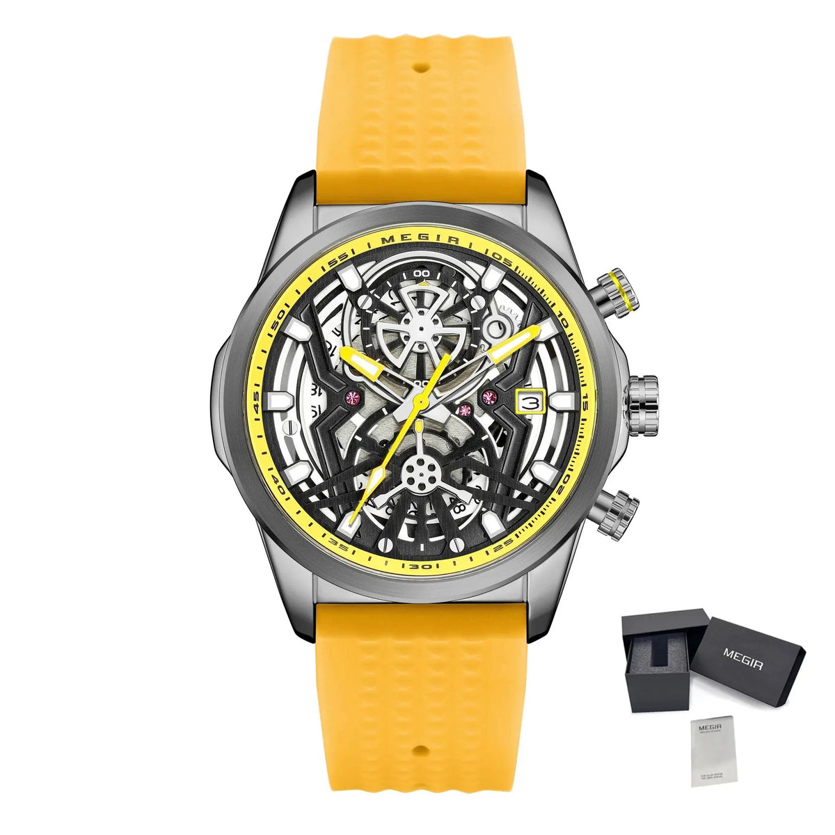 MEGIR Men's Watch Chronograph Fashion Quartz Wristwatch Waterproof Luminous Sports Military Watches Clock with Auto Date 2235 by MEGIR WATCH GROUP