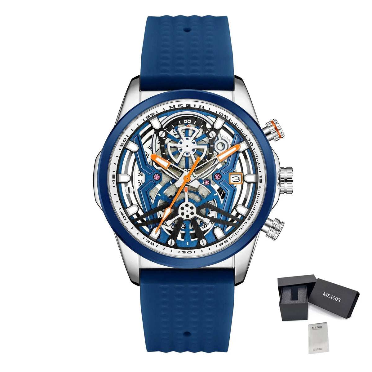 MEGIR Men's Watch Chronograph Fashion Quartz Wristwatch Waterproof Luminous Sports Military Watches Clock with Auto Date 2235 by MEGIR WATCH GROUP