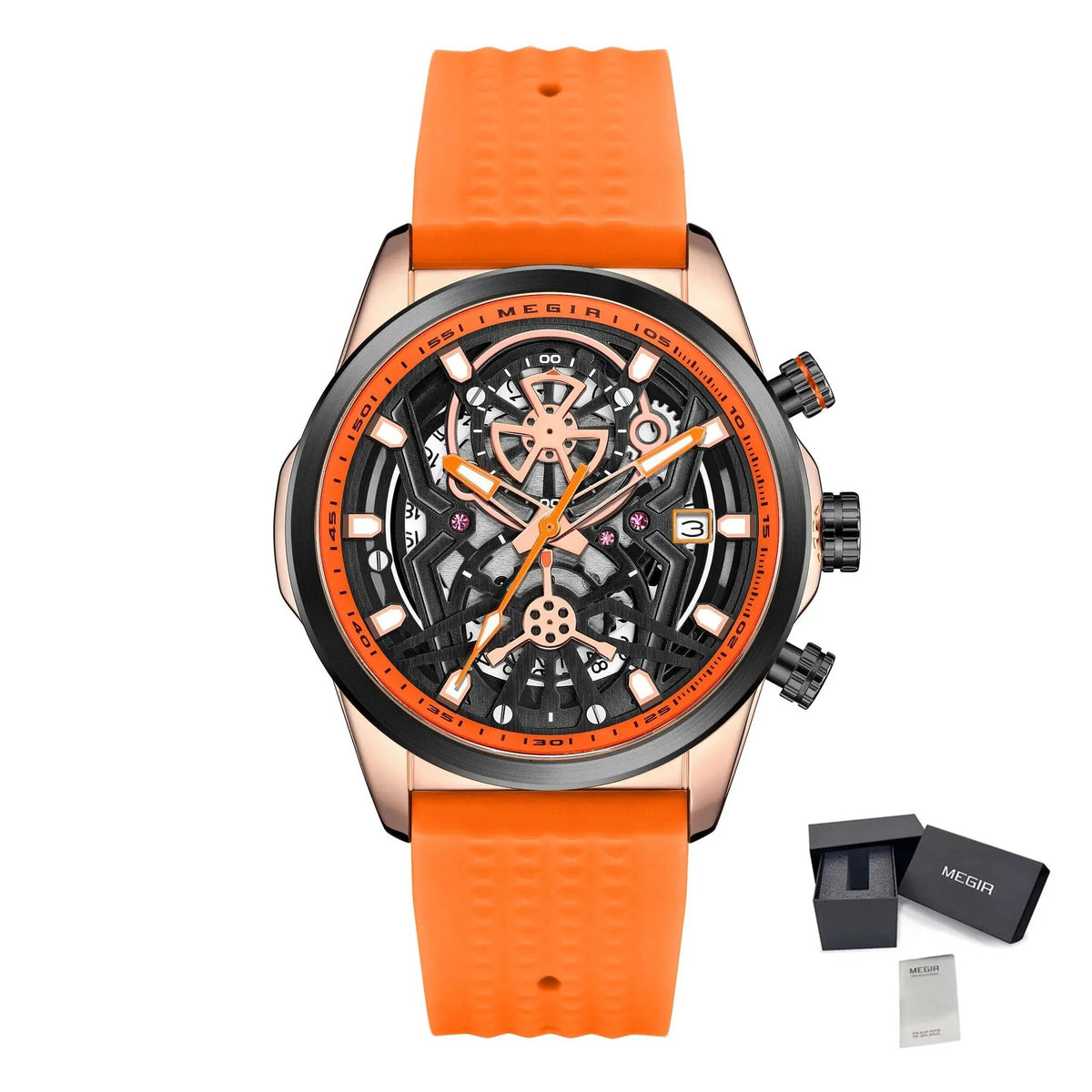 MEGIR Men's Watch Chronograph Fashion Quartz Wristwatch Waterproof Luminous Sports Military Watches Clock with Auto Date 2235 by MEGIR WATCH GROUP