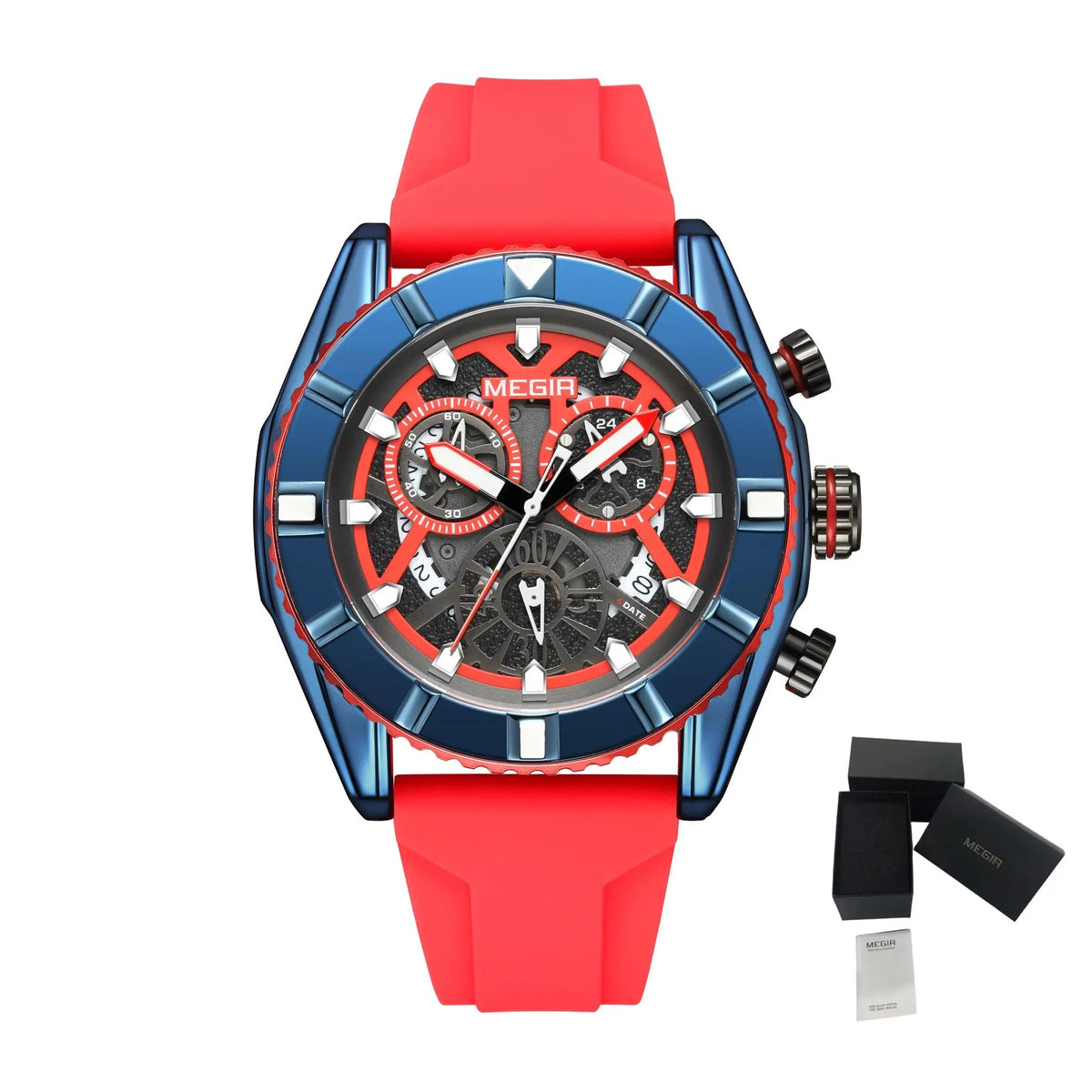 MEGIR Fashion Military Sports Watches for Men Silicone Waterproof Quartz Wristwatches with Chronograph Clock Date 24-hour 2209 by MEGIR WATCH GROUP