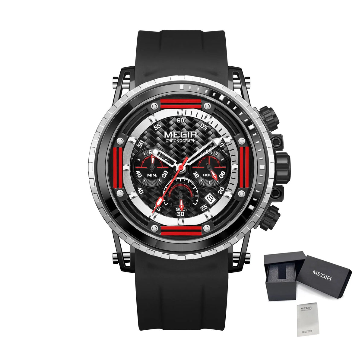 MEGIR Men's Sports Military Watches Fashion Luxury Quartz Wristwatch Silicone Strap Waterproof Chronograph Luminous Male Clock 2143 by MEGIR WATCH GROUP