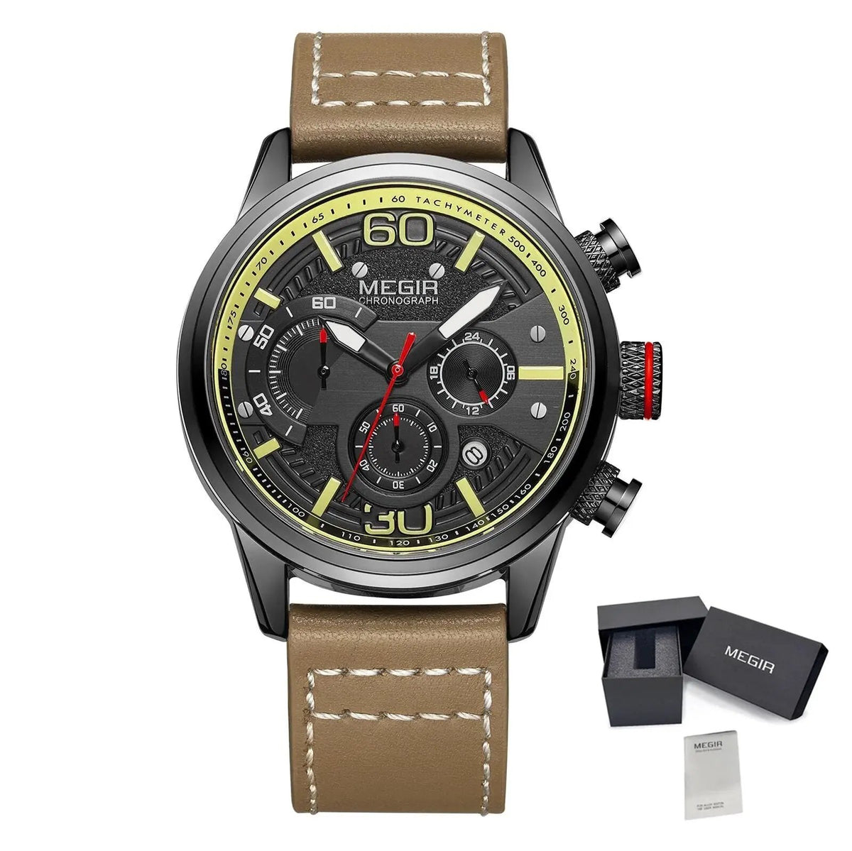 MEGIR Men Watches Fashion Brand Sport Quartz Chronograph Clock Waterproof Man Business Wristwatch 24-hour Relogio Masculino 2110 by MEGIR WATCH GROUP