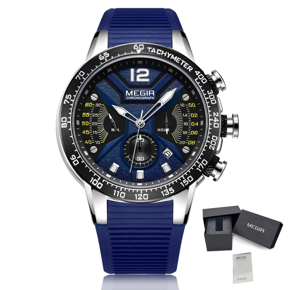 MEGIR Silicone Strap Quartz Military Watches for Men Fashion Sport Wristwatch Clock Big Dial Watch Chronograph Montre Homme 2106 by MEGIR WATCH GROUP