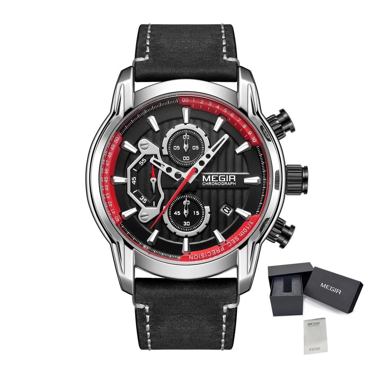MEGIR Men's Watches Waterproof Luminous Sports Wristwatch Fashion Leather Strap Quartz Chronograph Clock Date Gift for Man 2104 by MEGIR WATCH GROUP