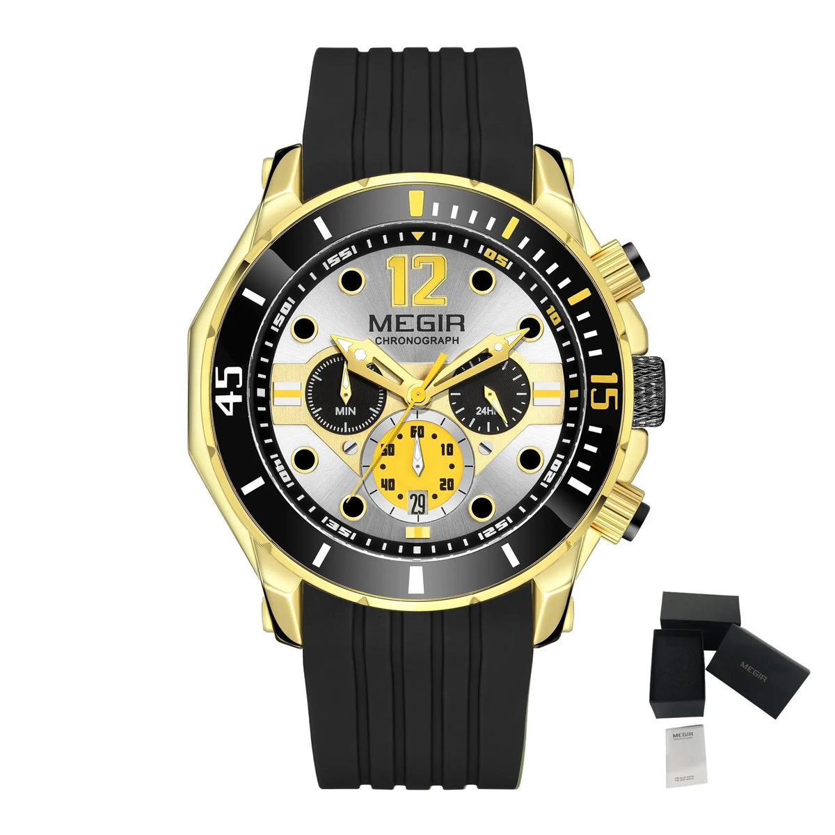 MEGIR Men's Sport Watches Chronograph Silicone Strap Waterproof Calendar Quartz Military Wristwatch Male Clock Relogio Masculino 2206 by MEGIR WATCH GROUP